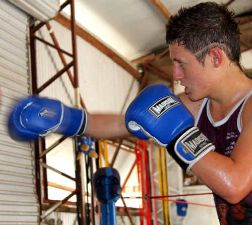 PACKING A PUNCH: Emerald boxer Tristan Martin was recently crowned Australian Champion in his weight division. His trainer Blair Wilson said he is improving by leaps and bounds with every fight. sg-011210-141 PACKING A PUNCH: Emerald boxer Tristan Martin was recently crowned Australian Champion in his weight division. His trainer Blair Wilson said he is improving by leaps and bounds with every fight. sg-011210-141